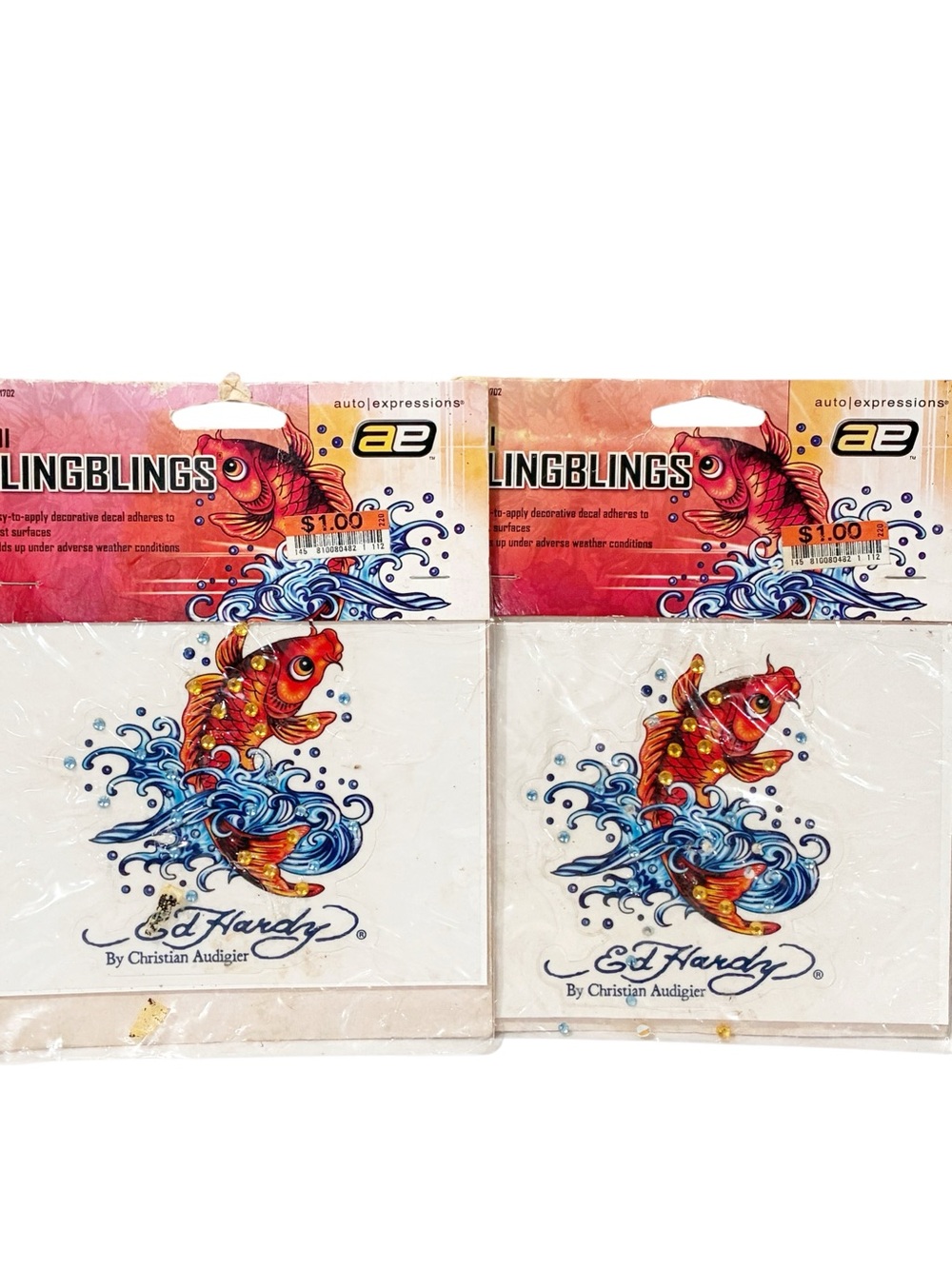 Ed Hardy by Christian Audigier KOI Cling Blings Rhinestone Decal Sticker NEW